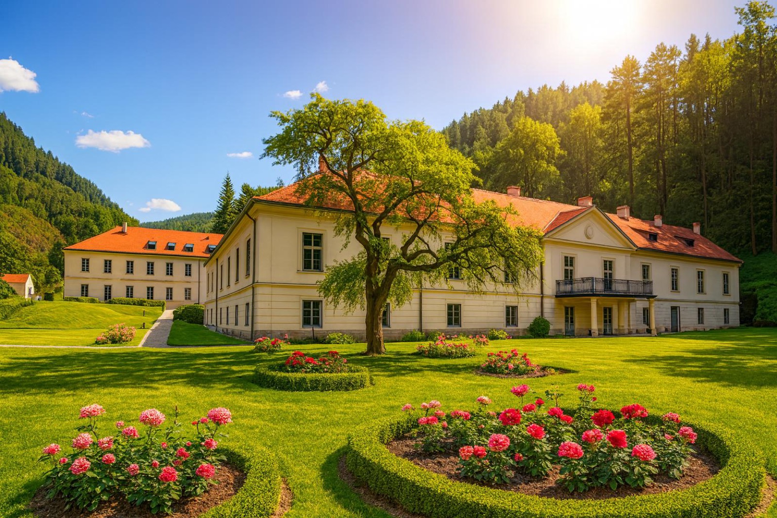 Historisches Anwesen mit Park als Beispiel individueller Bausubstanz